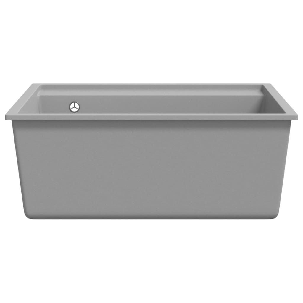 Lavello da Cucina con Foro Troppopieno Grigio in Granito | homemem39