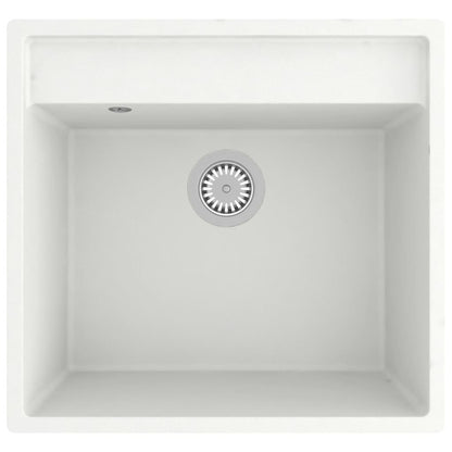 Lavello da Cucina con Foro Troppopieno Bianco in Granito