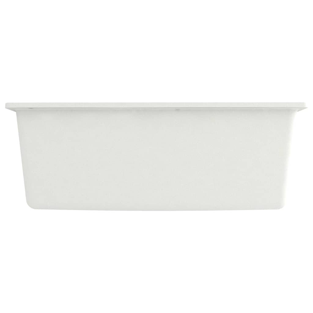 Lavello da Cucina con Foro Troppopieno Bianco in Granito | homemem39