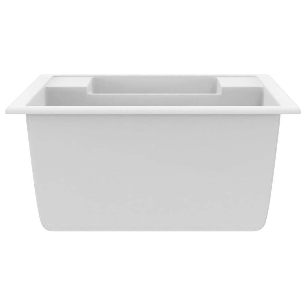 Lavello da Cucina Doppio con Foro Troppopieno Bianco in Granito