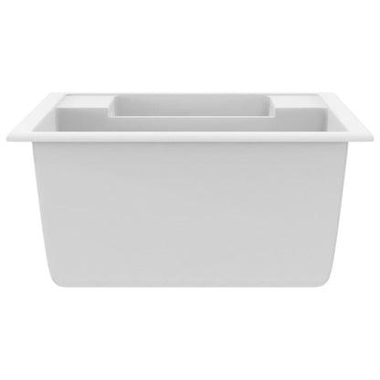 Lavello da Cucina Doppio con Foro Troppopieno Bianco in Granito