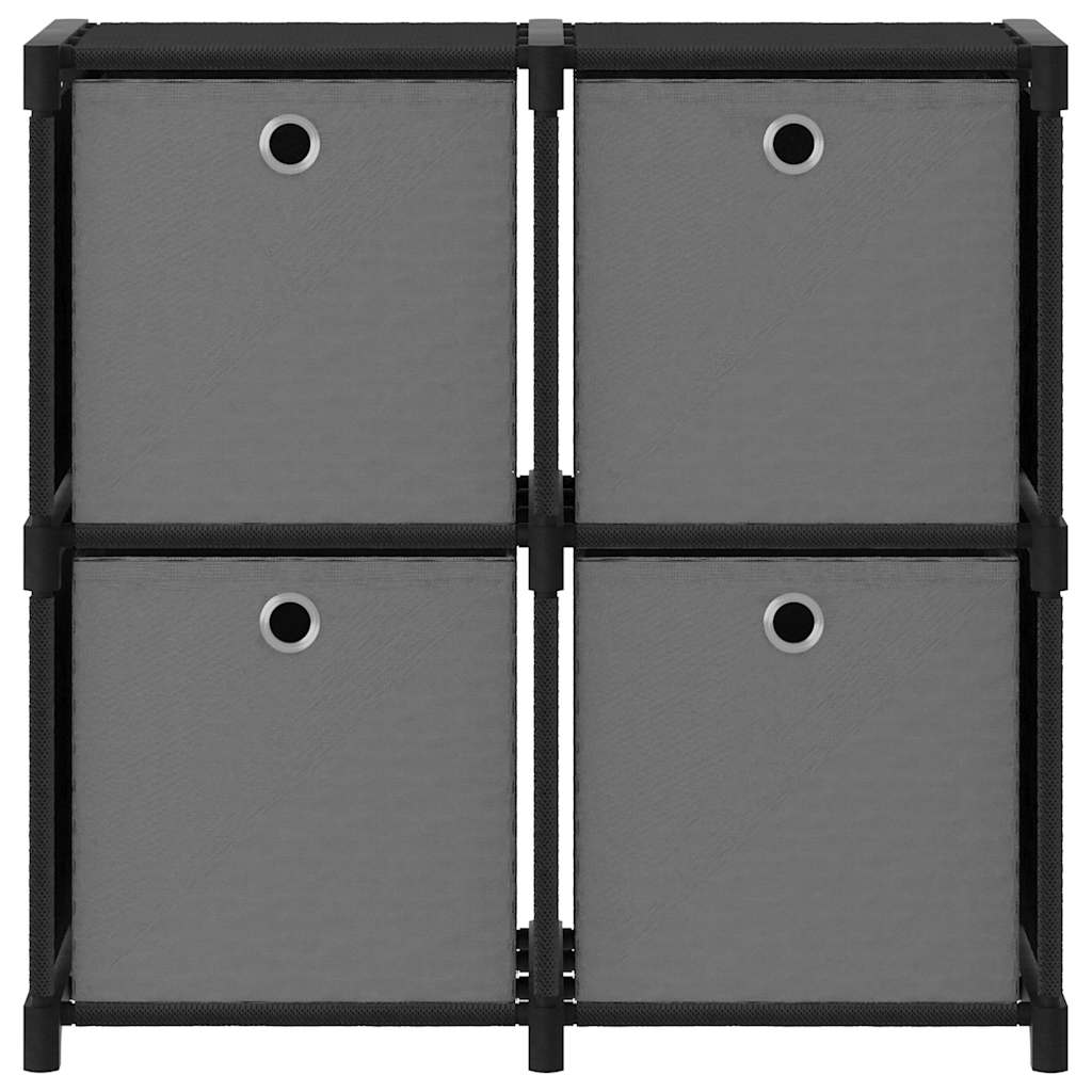 Mobile con 12 Scatole a Cubo Nero 69x30x72,5 cm in Tessuto