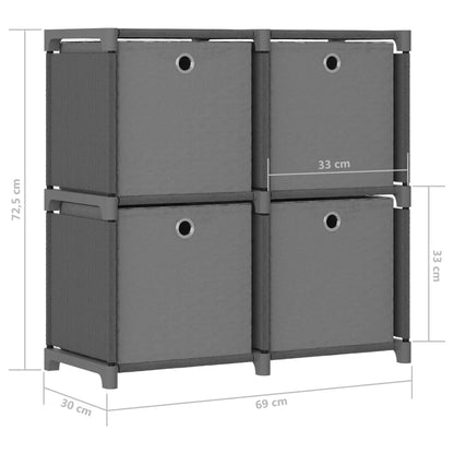 Mobile con 4 Scatole a Cubo Grigio 69x30x72,5 cm in Tessuto | homemem39