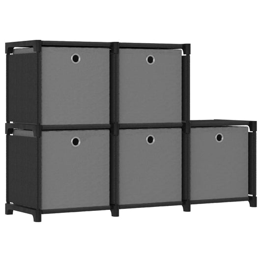 Mobile con 5 Scatole a Cubo Nero 103x30x72,5 cm in Tessuto - homemem39