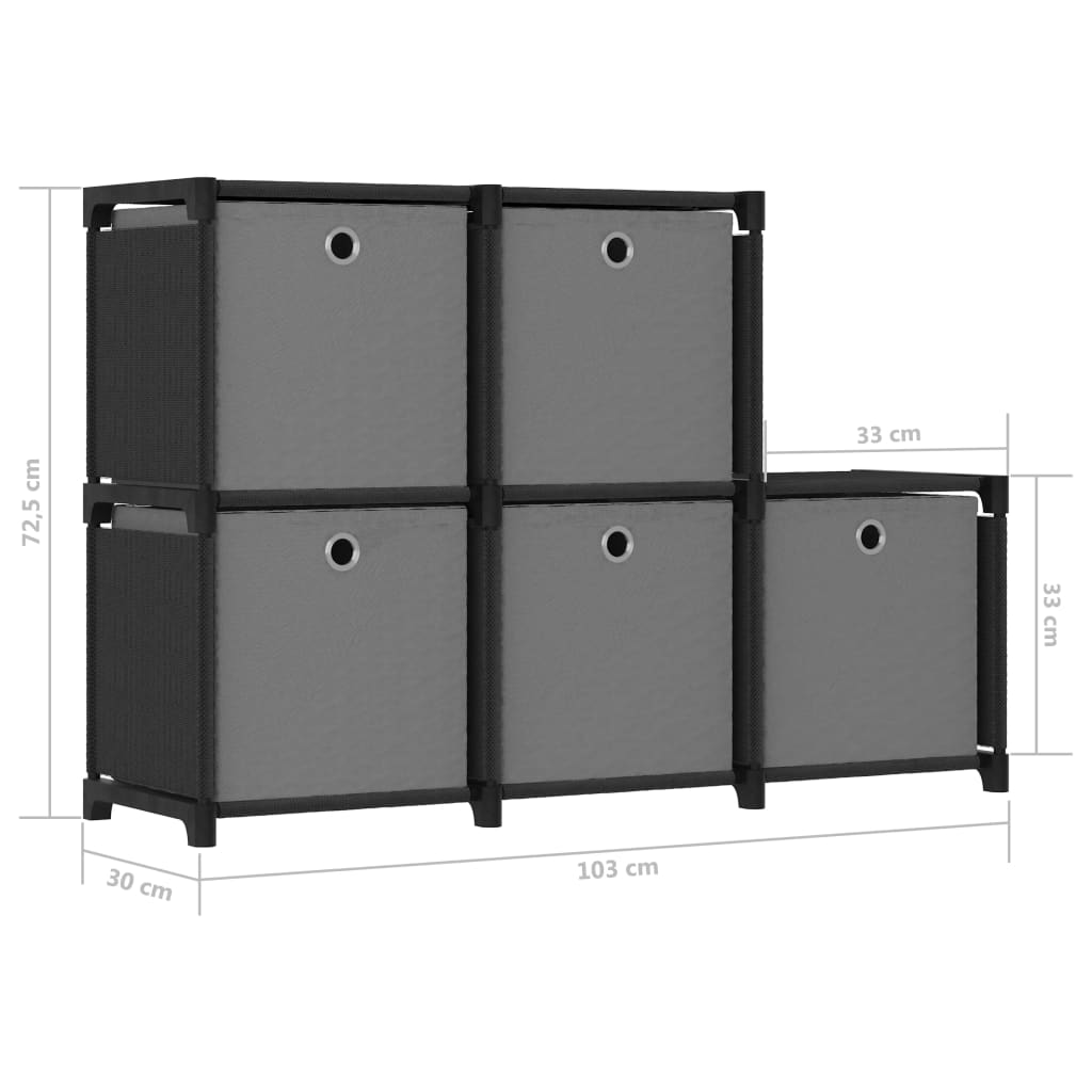 Mobile con 5 Scatole a Cubo Nero 103x30x72,5 cm in Tessuto - homemem39