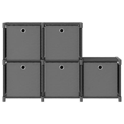 Mensola con 5 Vani a Cubo Scatole Grigia 103x30x72,5 cm Tessuto | homemem39