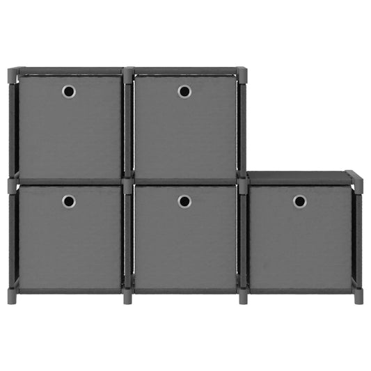 Mensola con 5 Vani a Cubo Scatole Grigia 103x30x72,5 cm Tessuto | homemem39