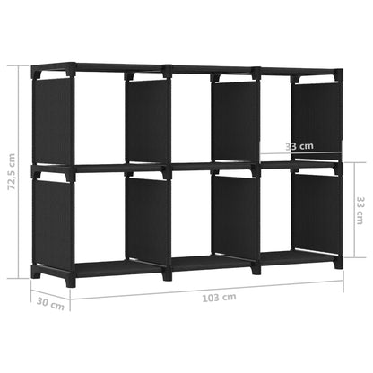 Mensola con 6 Vani a Cubo Nera 103x30x72,5 cm in Tessuto | homemem39
