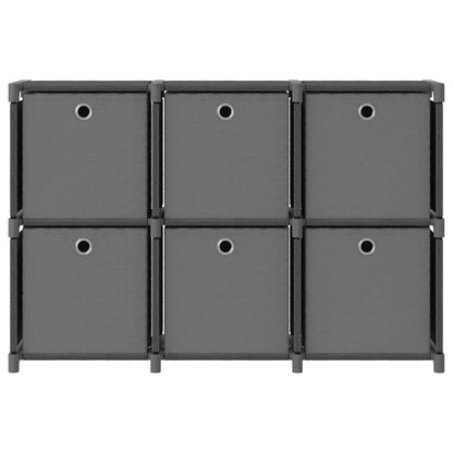 Mensola con 6 Scatole a Cubo Grigia 103x30x72,5 cm in Tessuto | homemem39