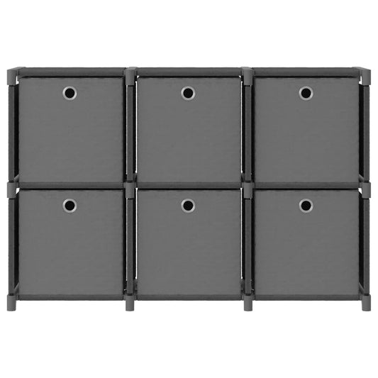 Mensola con 6 Scatole a Cubo Grigia 103x30x72,5 cm in Tessuto | homemem39
