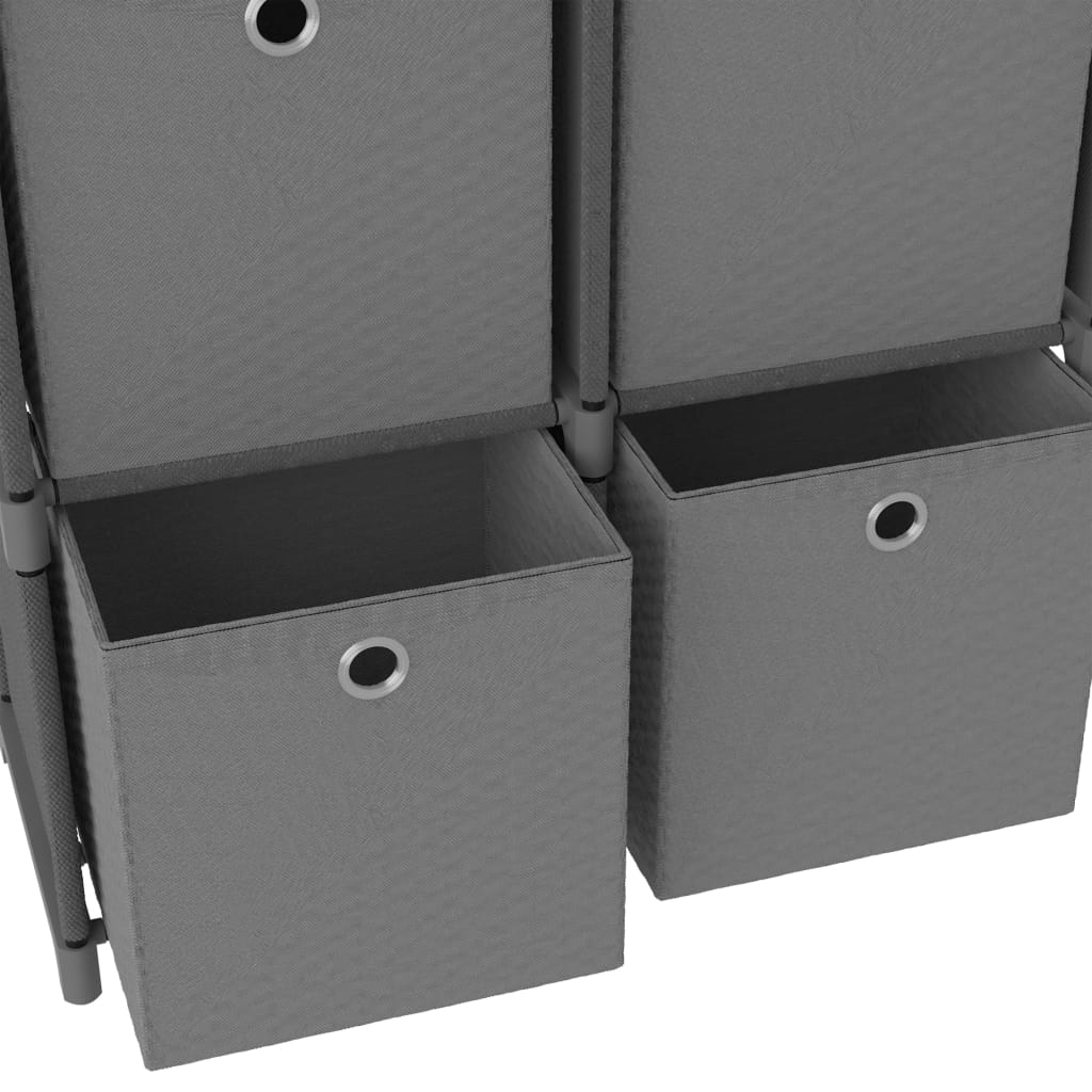 Mensola con 6 Scatole a Cubo Grigia 103x30x72,5 cm in Tessuto | homemem39
