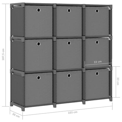 Mobile con 9 Scatole a Cubo Grigio 103x30x107,5 cm in Tessuto | homemem39