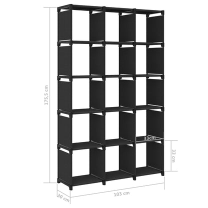 Mobile per 15 Scatole a Cubo Nero 103x30x175,5 cm in Tessuto | homemem39