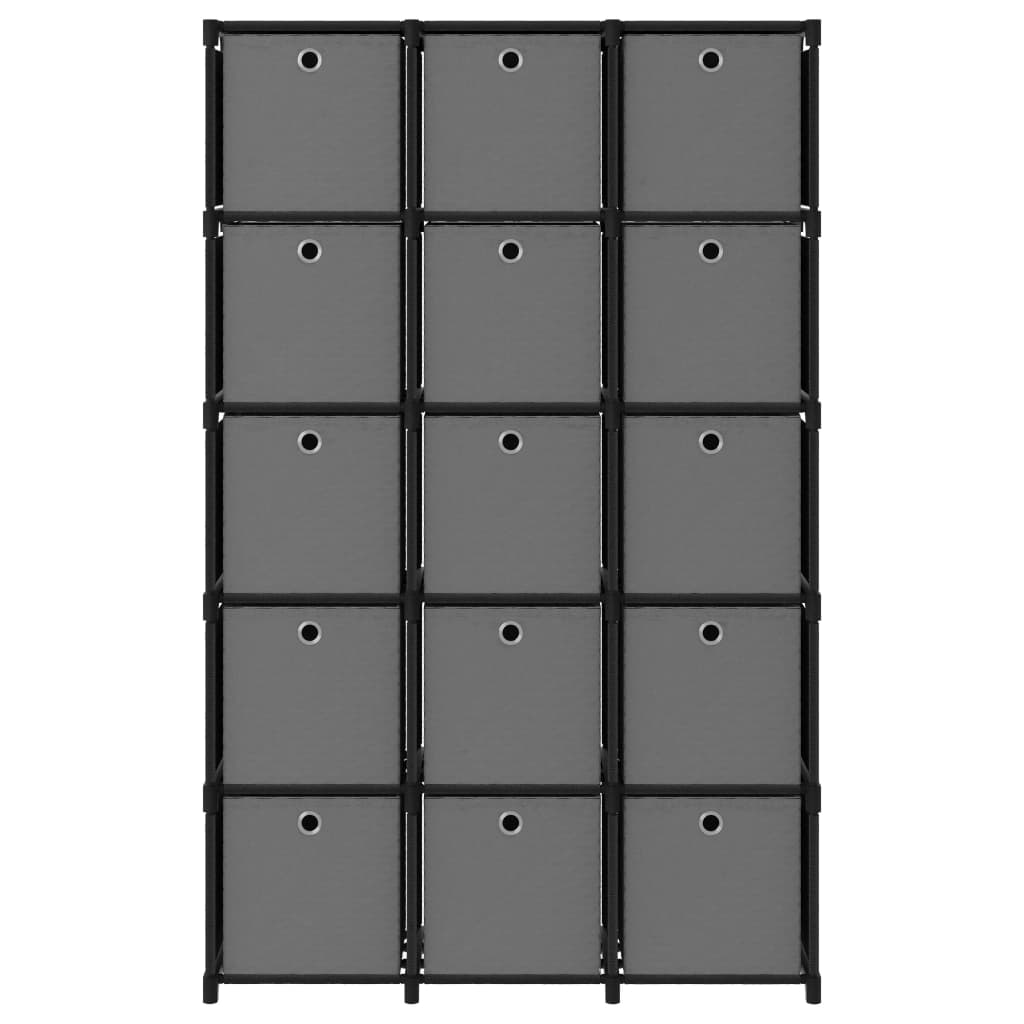 Mobile con 15 Scatole a Cubo Nero 103x30x175,5 cm in Tessuto - homemem39