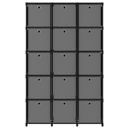 Mobile con 15 Scatole a Cubo Nero 103x30x175,5 cm in Tessuto - homemem39