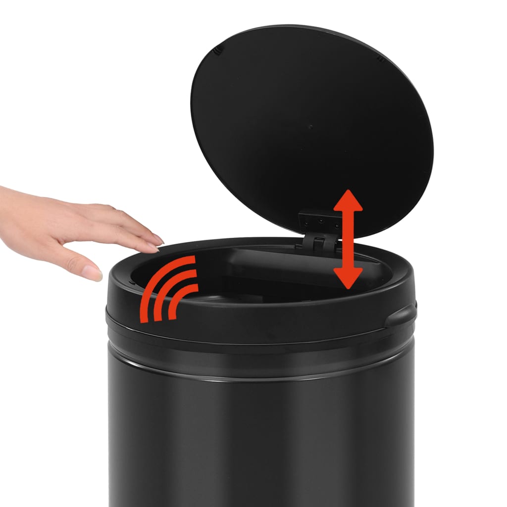 Pattumiera Automatica con Sensore 80 L Acciaio al Carbonio Nero | homemem39