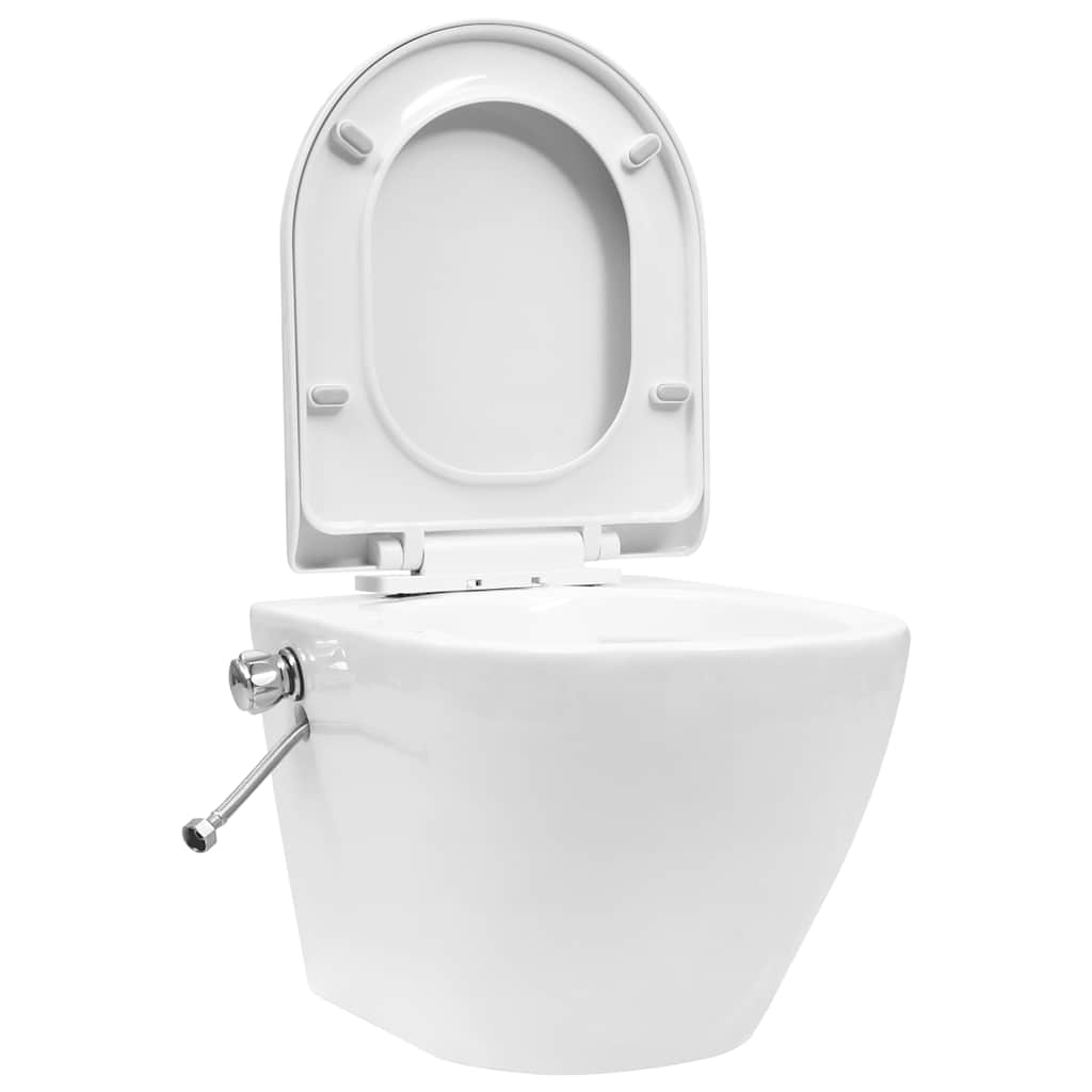 WC a Muro senza Bordo con Sciacquone Nascosto Ceramica Bianco - homemem39
