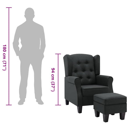 Poltrona con Poggiapiedi Grigio Scuro in Tessuto - homemem39