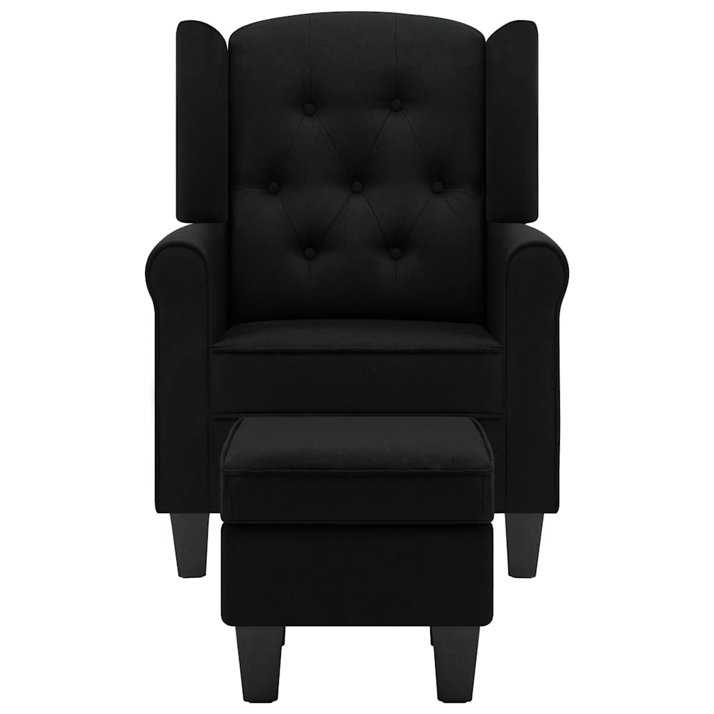 Poltrona con Poggiapiedi Nera in Tessuto - homemem39