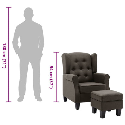 Poltrona con Poggiapiedi Grigio Tortora in Tessuto - homemem39