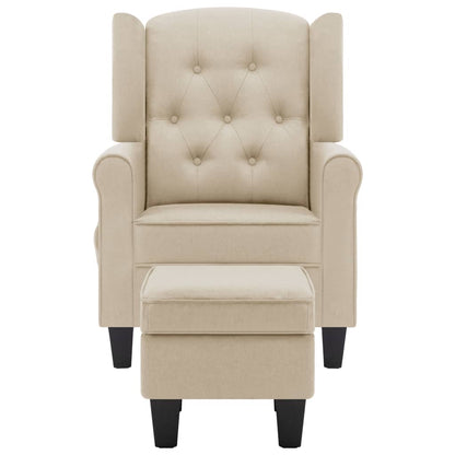 Poltrona Massaggiante con Poggiapiedi Crema in Tessuto - homemem39