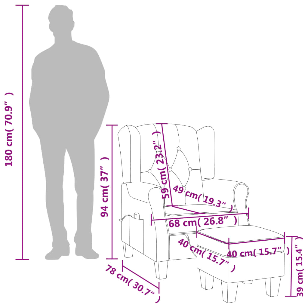 Poltrona Massaggiante con Poggiapiedi Crema in Tessuto - homemem39