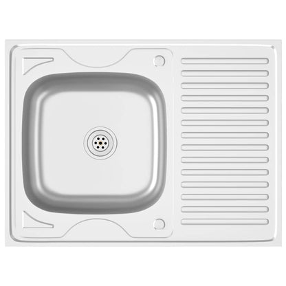 Lavello da Cucina con Scarico Argento 800x600x155 mm Acciaio - homemem39