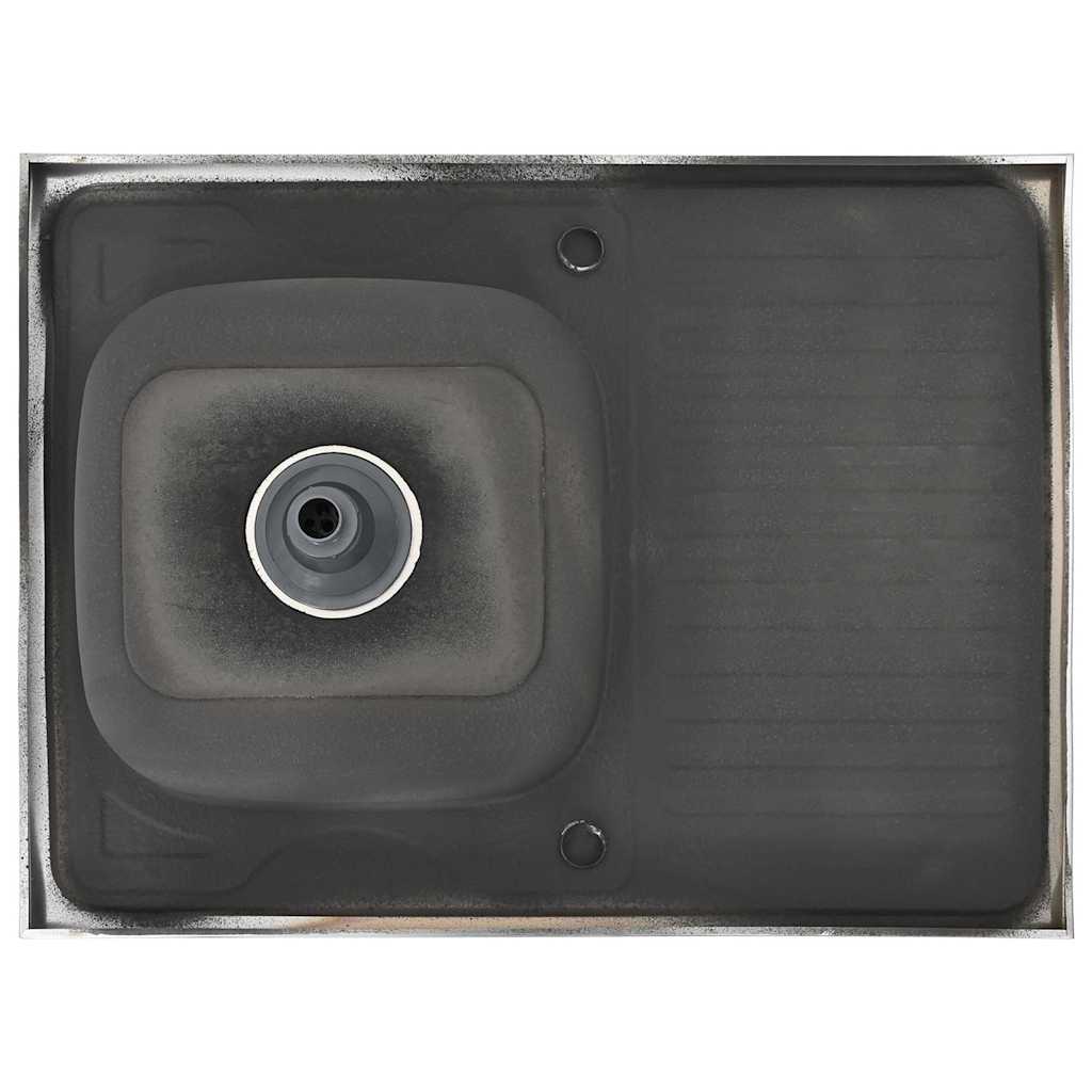Lavello da Cucina con Scarico Argento 800x600x155 mm Acciaio - homemem39