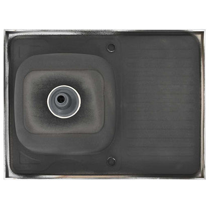 Lavello da Cucina con Scarico Argento 800x600x155 mm Acciaio - homemem39