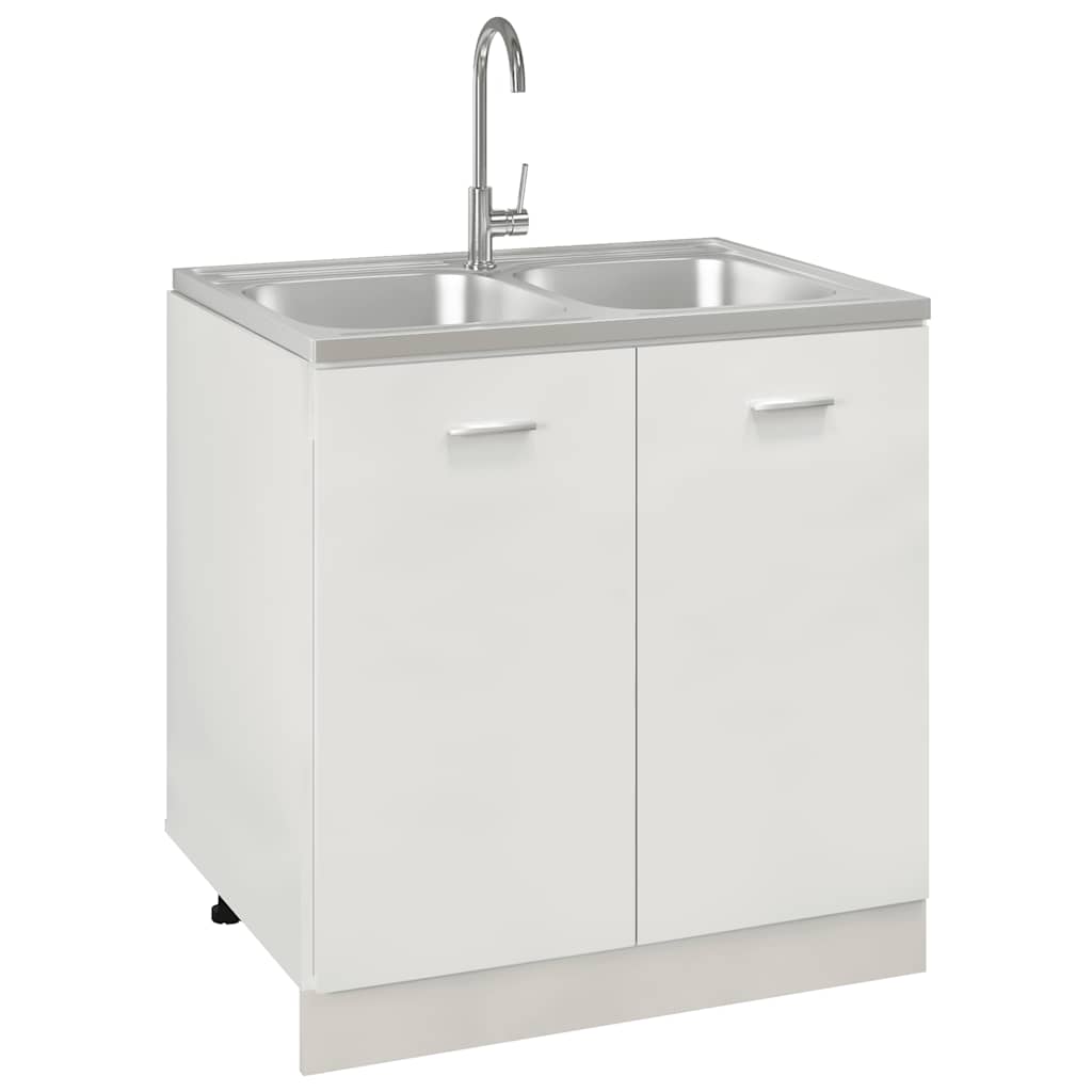 Lavello Cucina Doppia Vasca 800x600x155 mm Argento Acciaio Inox | homemem39