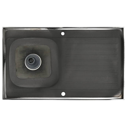 Lavello da Cucina con Scarico Argento 1000x600x155 mm Acciaio