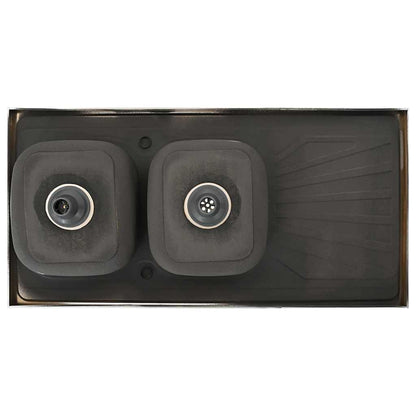 Lavello da Cucina Doppia Vasca Argento 1200x600x155 mm Acciaio