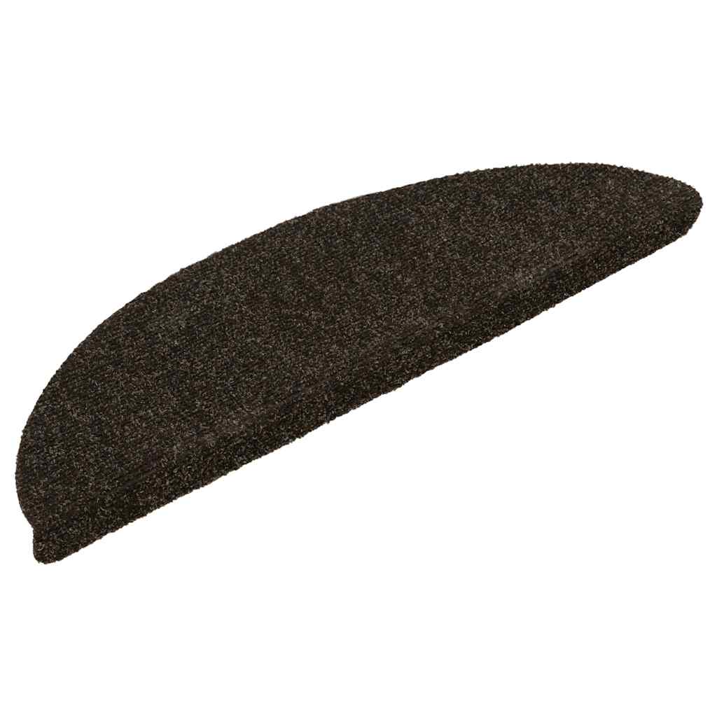 Tappetini per scale autoadesivi 15 pz 56x17x3 cm Marrone scuro semicircolari | homemem39