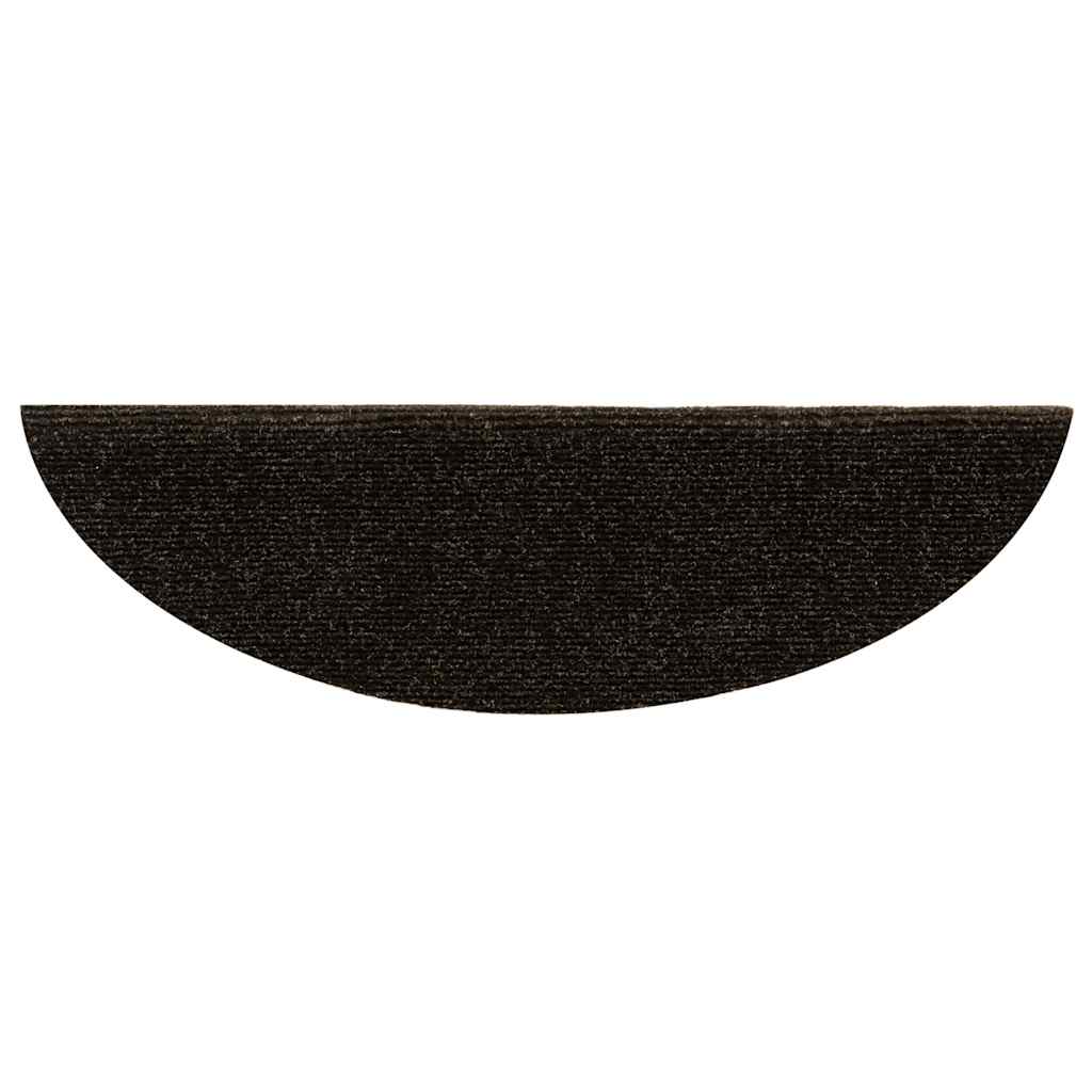 Tappetini per scale autoadesivi 15 pz 56x17x3 cm Marrone scuro semicircolari | homemem39