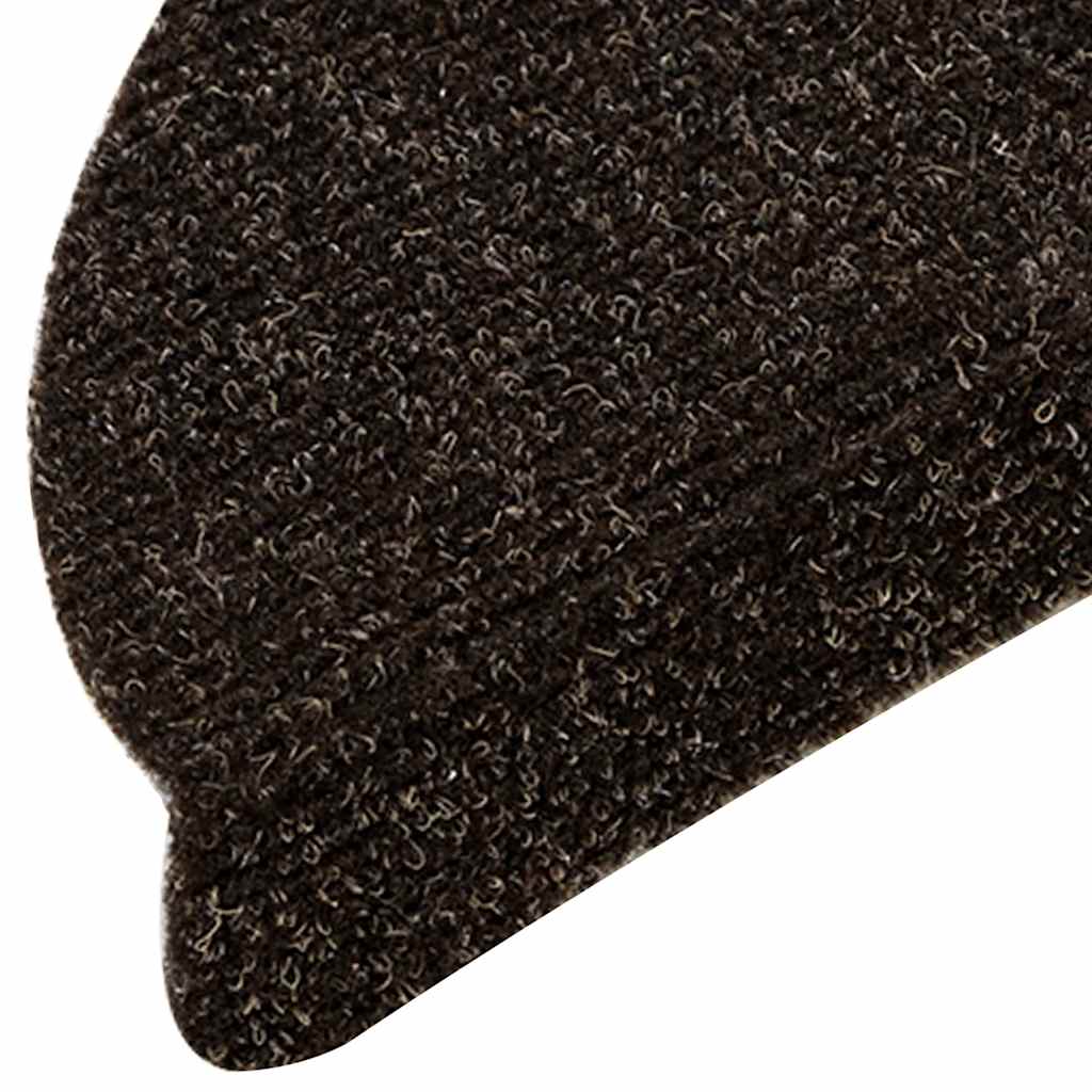 Tappetini per scale autoadesivi 15 pz 56x17x3 cm Marrone scuro semicircolari | homemem39