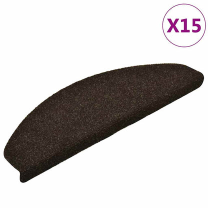 Tappetini per scale autoadesivi 15 pz 65x21x4 cm marrone scuro semicircolari grandi | homemem39