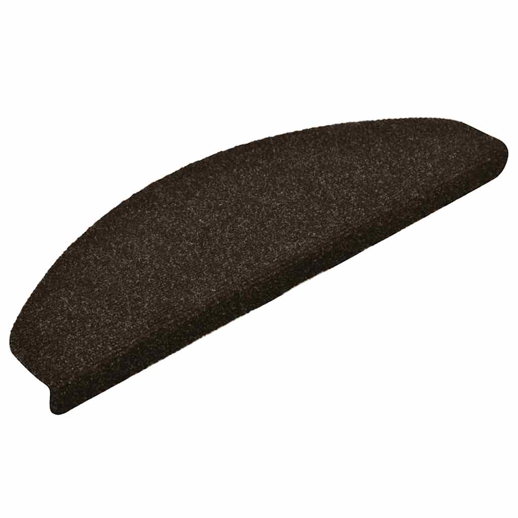 Tappetini per scale autoadesivi 15 pz 65x21x4 cm marrone scuro semicircolari grandi