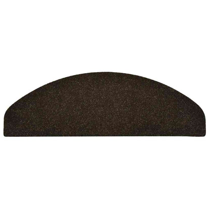 Tappetini per scale autoadesivi 15 pz 65x21x4 cm marrone scuro semicircolari grandi