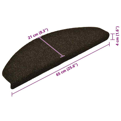Tappetini per scale autoadesivi 15 pz 65x21x4 cm marrone scuro semicircolari grandi | homemem39