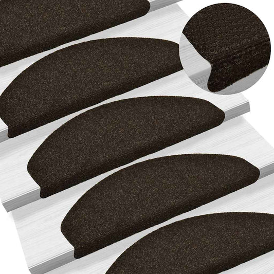 Tappetini per scale autoadesivi 15 pz 65x21x4 cm marrone scuro semicircolari grandi | homemem39