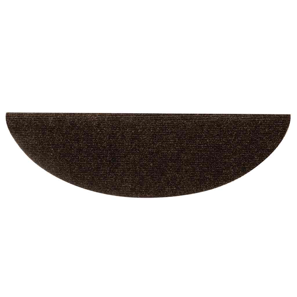 Tappetini per scale autoadesivi 15 pz 56x17x3 cm marrone semicircolari