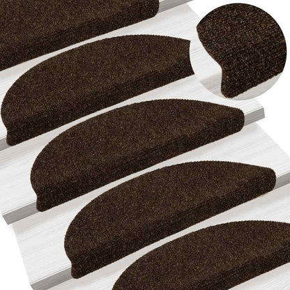 Tappetini per scale autoadesivi 15 pz 56x17x3 cm marrone semicircolari