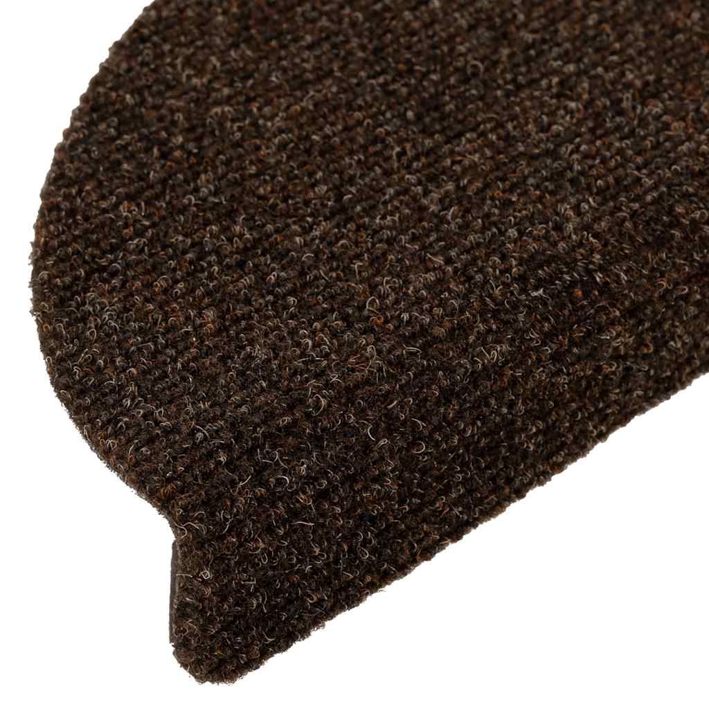 Tappetini per scale autoadesivi 15 pz 56x17x3 cm marrone semicircolari
