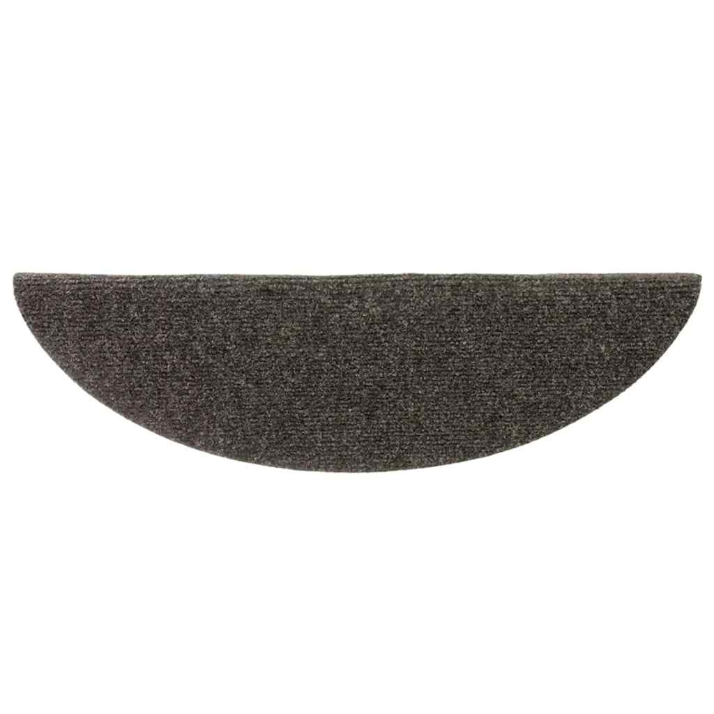 Tappetini per scale autoadesivi 15 pz 56x17x3 cm antracite semicircolari