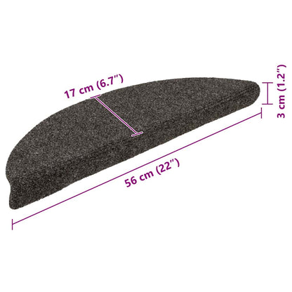 Tappetini per scale autoadesivi 15 pz 56x17x3 cm antracite semicircolari | homemem39