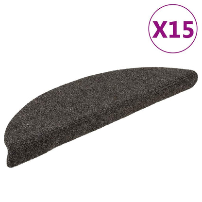 Tappetini per scale autoadesivi 15 pz 56x17x3 cm antracite semicircolari