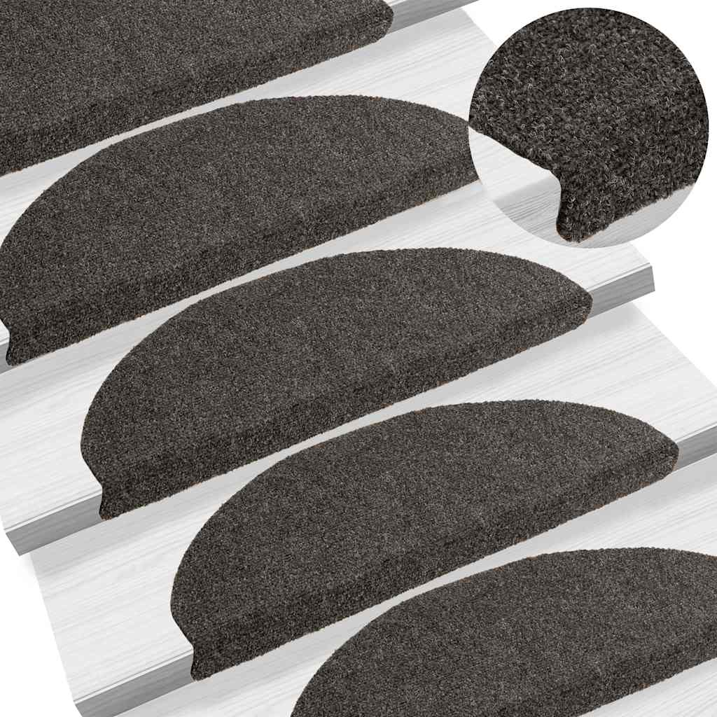 Tappetini per scale autoadesivi 15 pz 65x21x4 cm Antracite Semicircolari Grandi