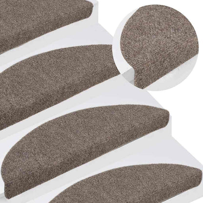 Tappetini per scale autoadesivi 15 pz 65x21x4 cm beige semicircolari grandi