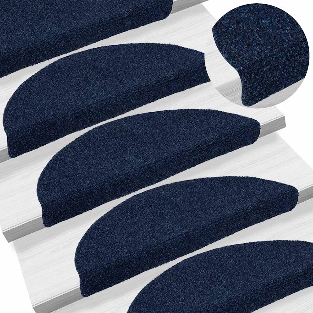 Tappetini per scale autoadesivi 15 pz 56x17x3 cm blu navy semicircolari - homemem39