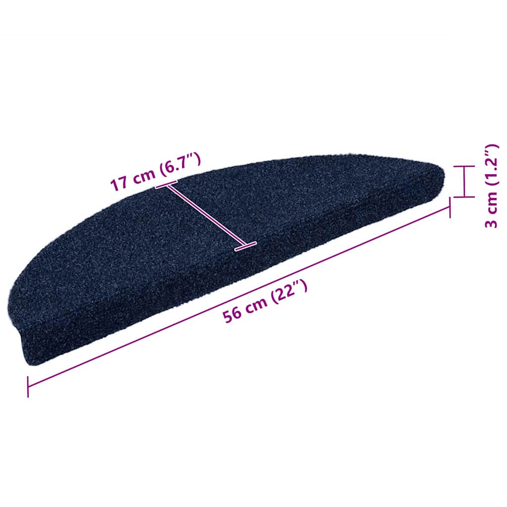 Tappetini per scale autoadesivi 15 pz 56x17x3 cm blu navy semicircolari - homemem39